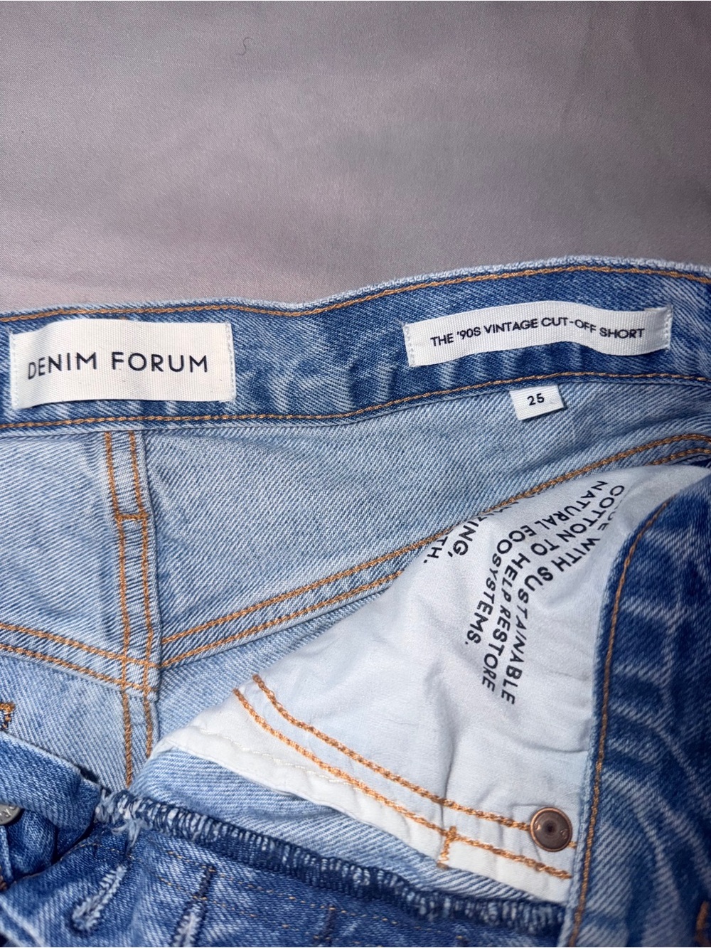 Denim Forum Light Blue Distressed High-Rise Jean Shorts - Picture 3 of 5
